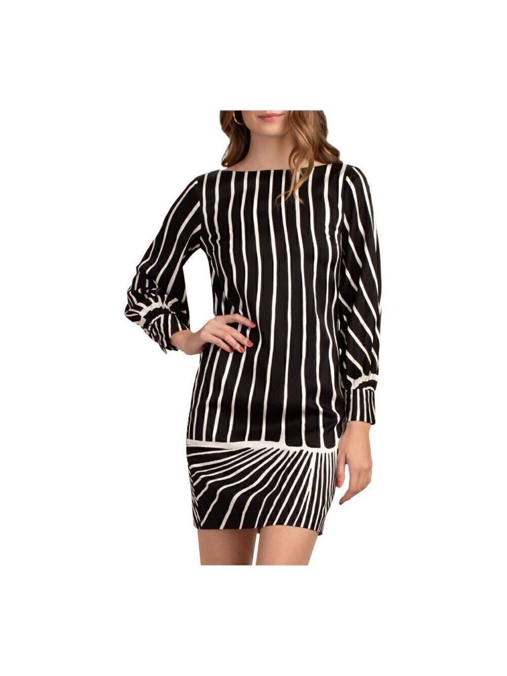 TRINA TURK Decor Black and White Mini Dress Size 12 NWT